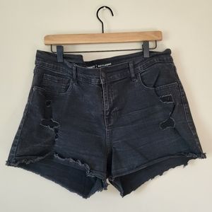Old Navy Boyfriend Distressed Shorts Black 14